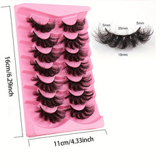 7 Pairs Faux Mink Dramatic False Eyelashes Thick Volume Fluffy Makeup Reusable