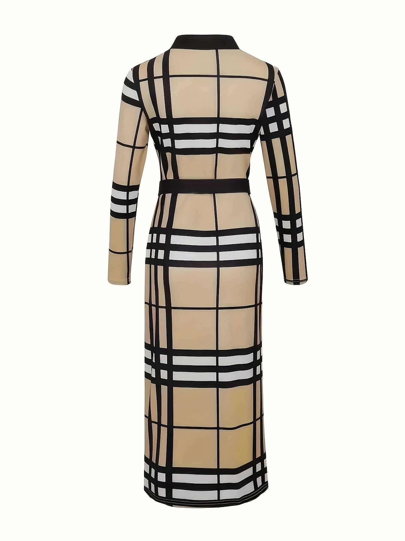 Polka Dot Bodycon V Neck Long Sleeve Dress
