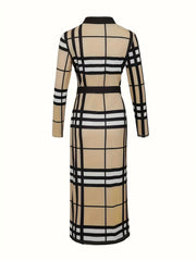 Polka Dot Bodycon V Neck Long Sleeve Dress