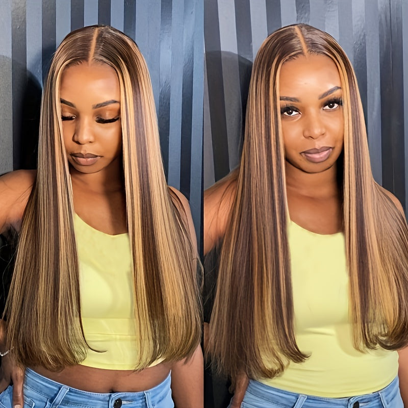 Honey Blonde Straight Human Hair Wig 13 4 HD Lace Front Hair Wig 180 Density