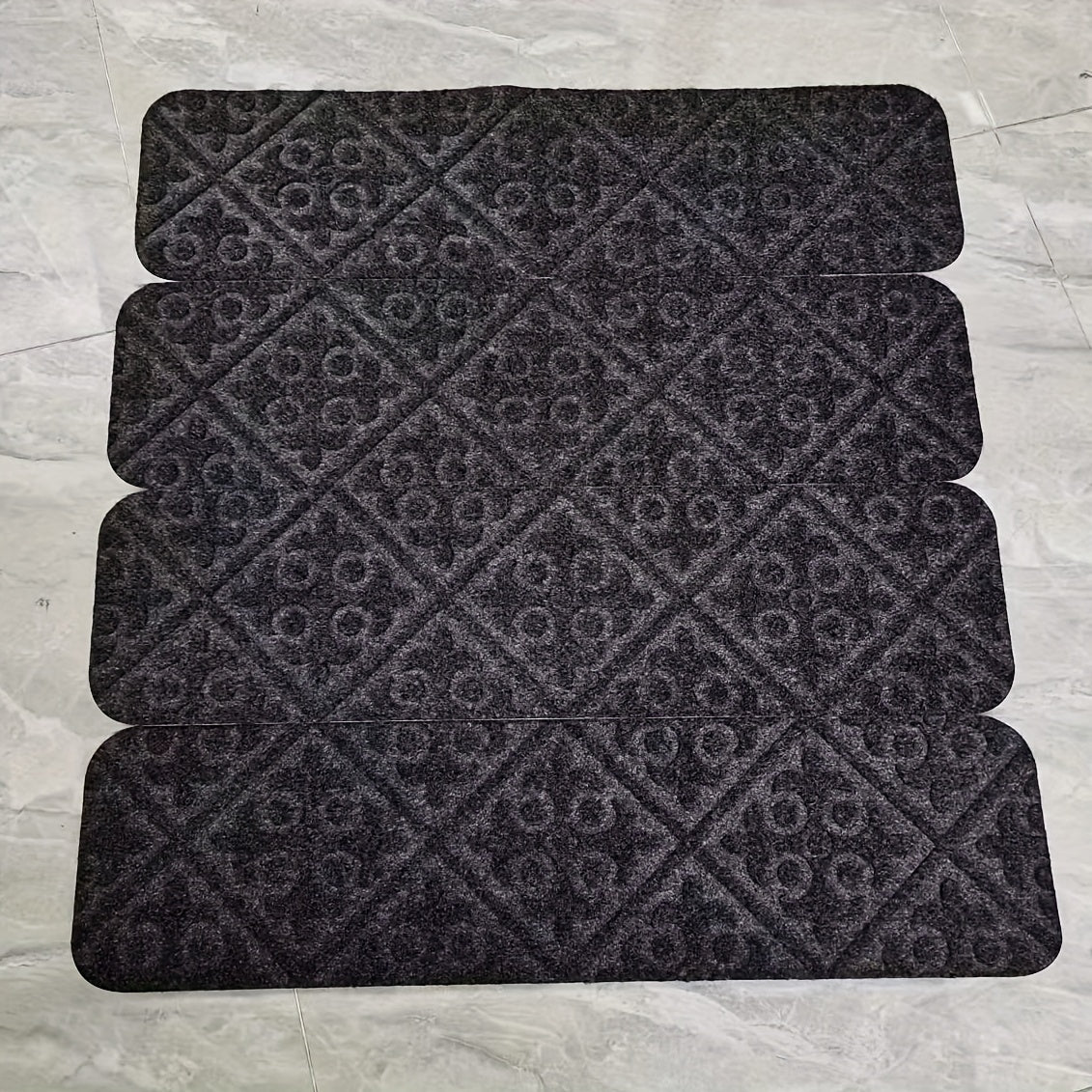 6pcs Non-slip Stair Mats Self-adhesive Washable Step Mats