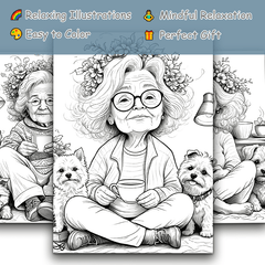 Whimsical Grandma & Dog Adult Coloring Book - Perfect Christmas Gift