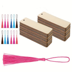 50pcs Blank Wooden Tags with Tassels DIY Crafts Gift Bags Label