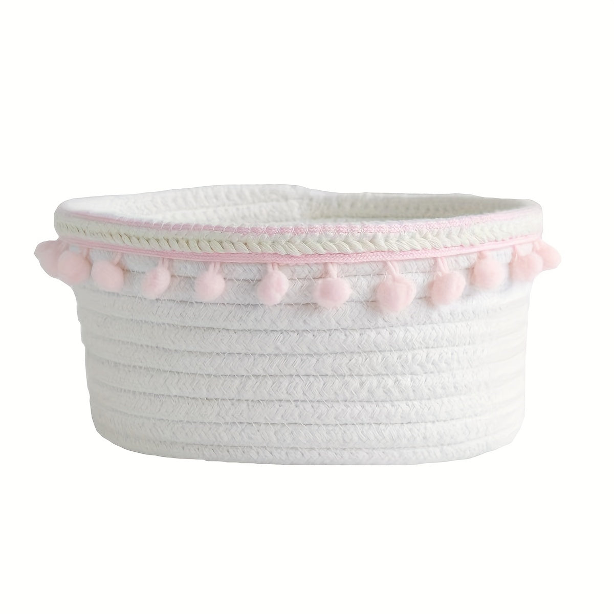 Cotton Rope Storage Basket Ethnic Tassel Storage Frame