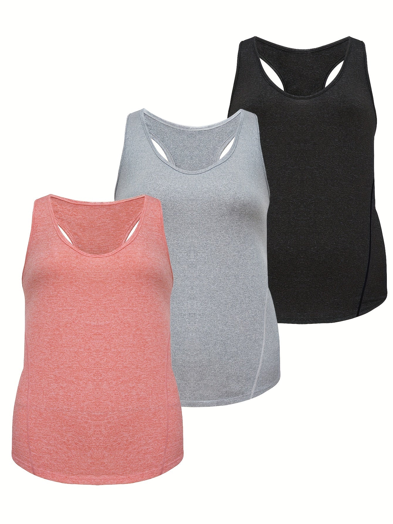 3-Pack Women's Plus Size Racer Back Tank Top Set