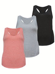 3-Pack Women's Plus Size Racer Back Tank Top Set