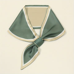 Monochrome Satin Neck Scarf Silk Feeling Ribbon Scarf for Women