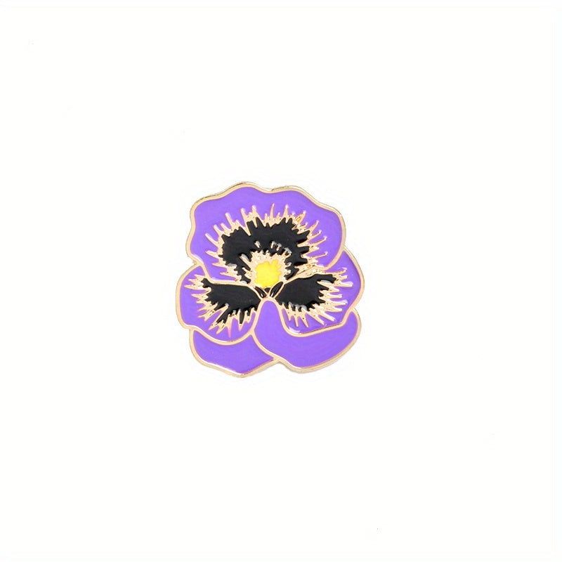 Purple Flower Enamel Lapel Pin Brooch Cartoon Corsages Shirt Collar Badge