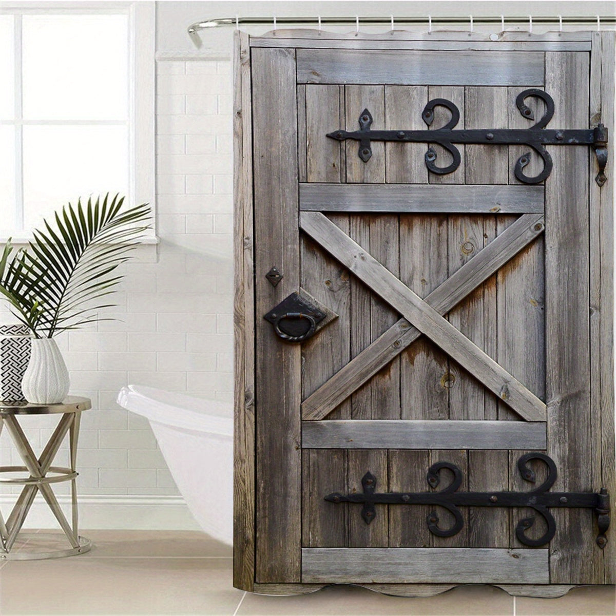 Vintage Metal Wooden Door Shower Curtain