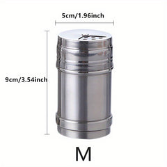 1 Pc Stainless Steel Spice Jar Rotating Cover Salt Sugar Bottle