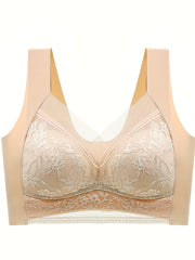 3pcs Lace Wireless Bras Comfy Push Up Women's Lingerie
