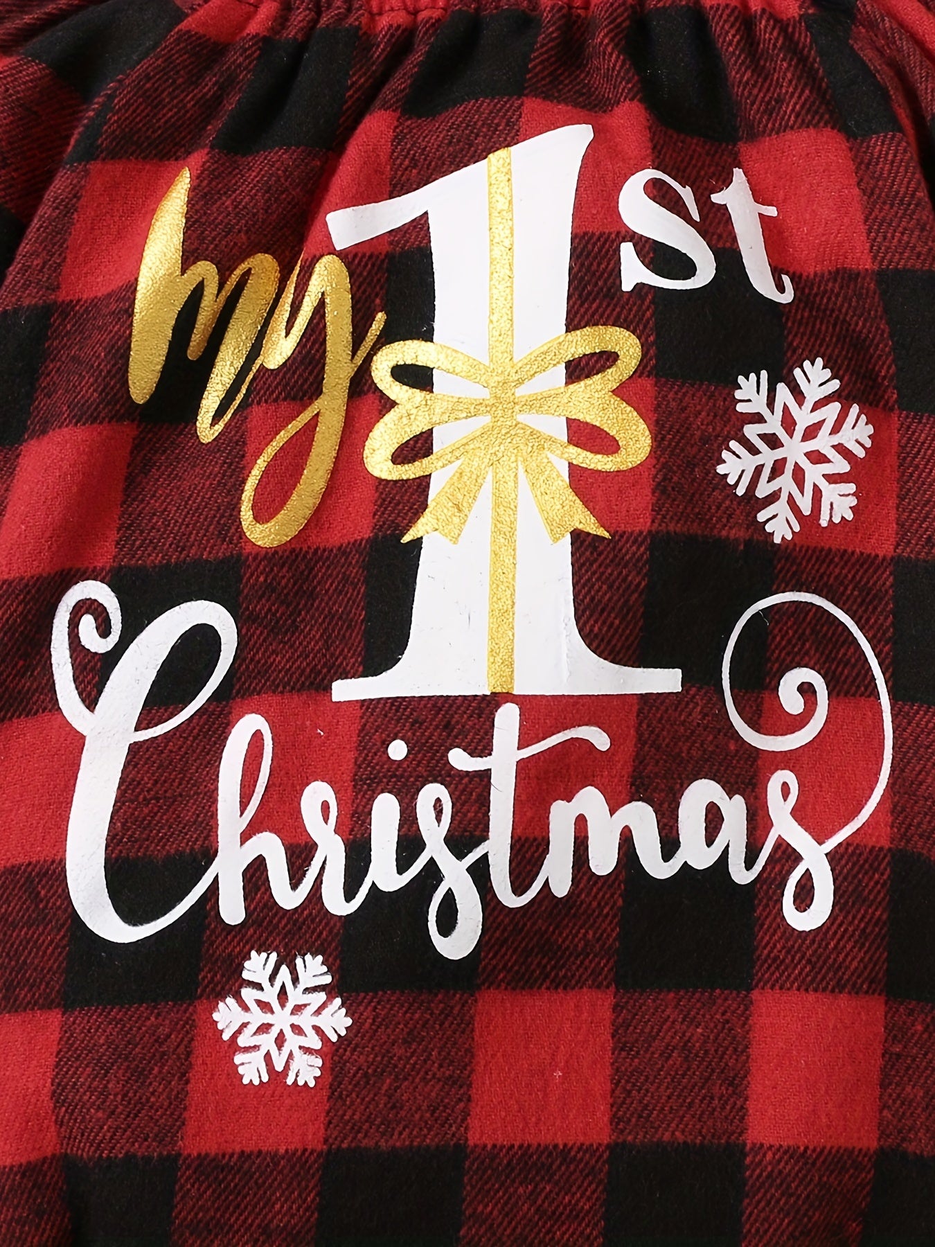3pcs Baby Girls My 1st Christmas Plaid Romper & Tutu Set