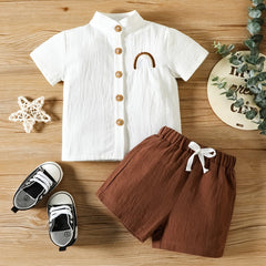 2pcs Baby Boys Short Sleeve Shirt & Shorts Set