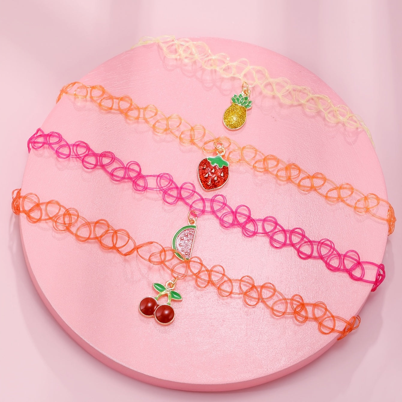 4pcs Girls Fruit Pendant Necklace Decorative Accessories Holiday Gift