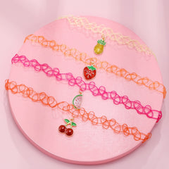 4pcs Girls Fruit Pendant Necklace Decorative Accessories Holiday Gift