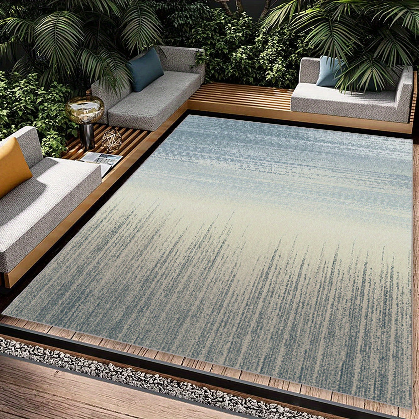 Striped Carpet Non Slip Machine Washable Rug for Living Room