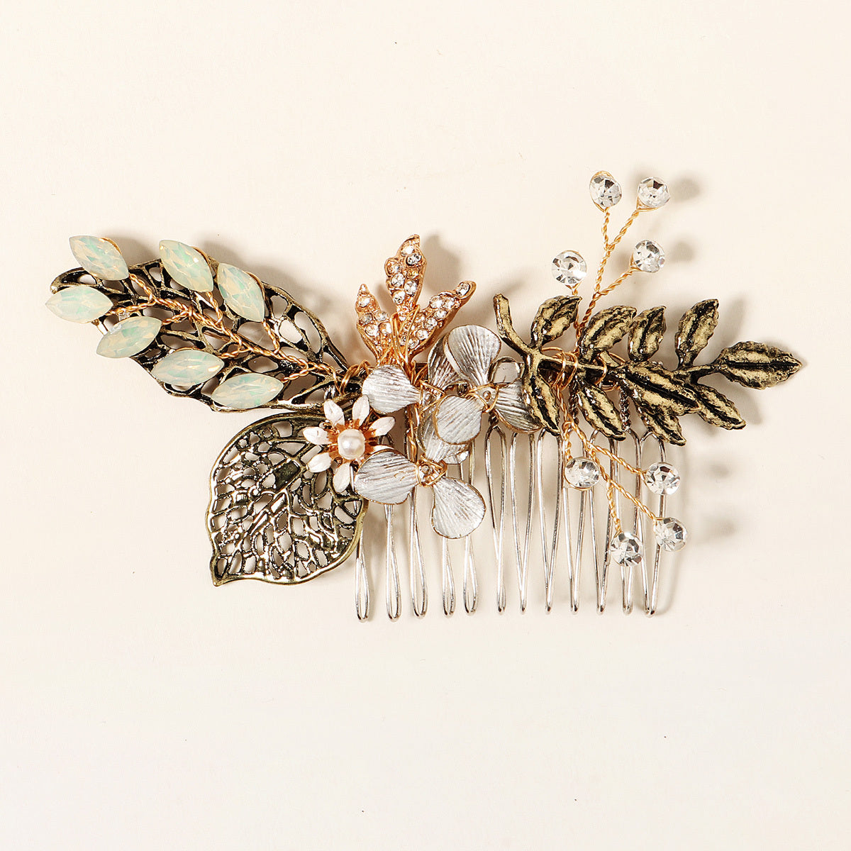 Crystal Wedding Hair Comb Clip Golden