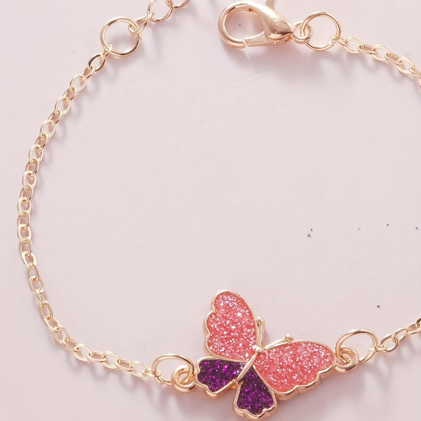 Digital Rhinestone Studded Watch & Butterfly Bracelet Set
