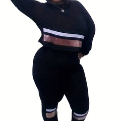 Metallic Stripe Sweatshirt & Sweatpants Set