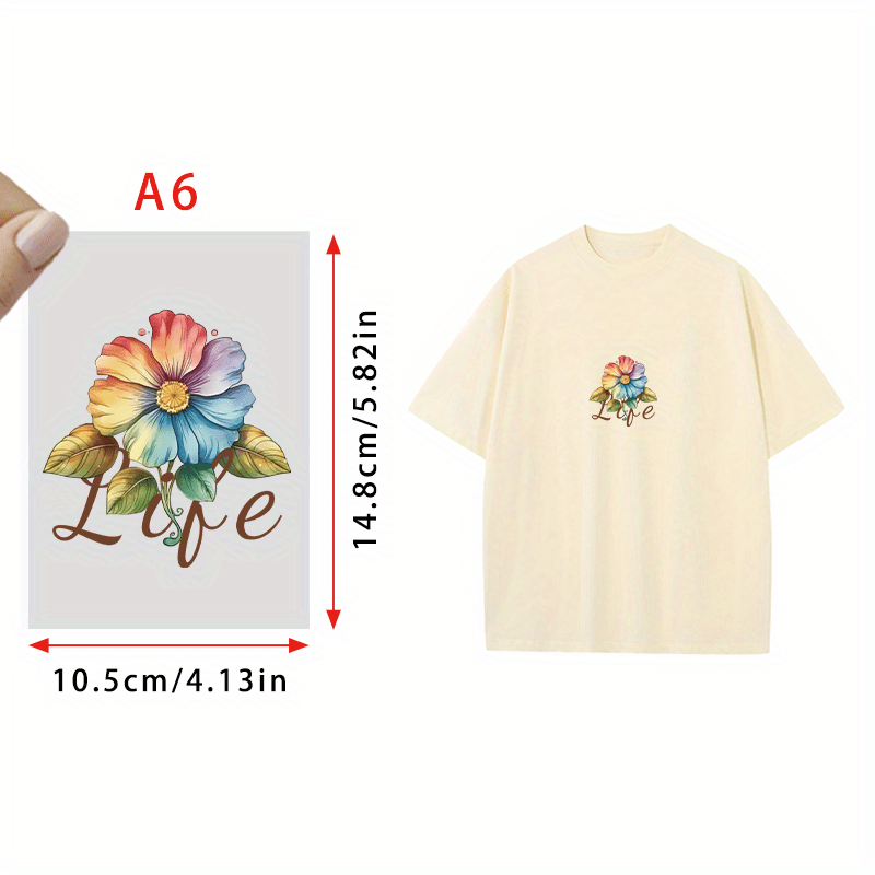 Cartoon Rainbow Flower Transfer Designs Heat Press Patches DIY Clothing