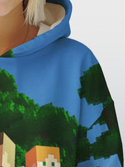 Casual Forest Graphic Hooded Sweatshirt for Girls and Boys