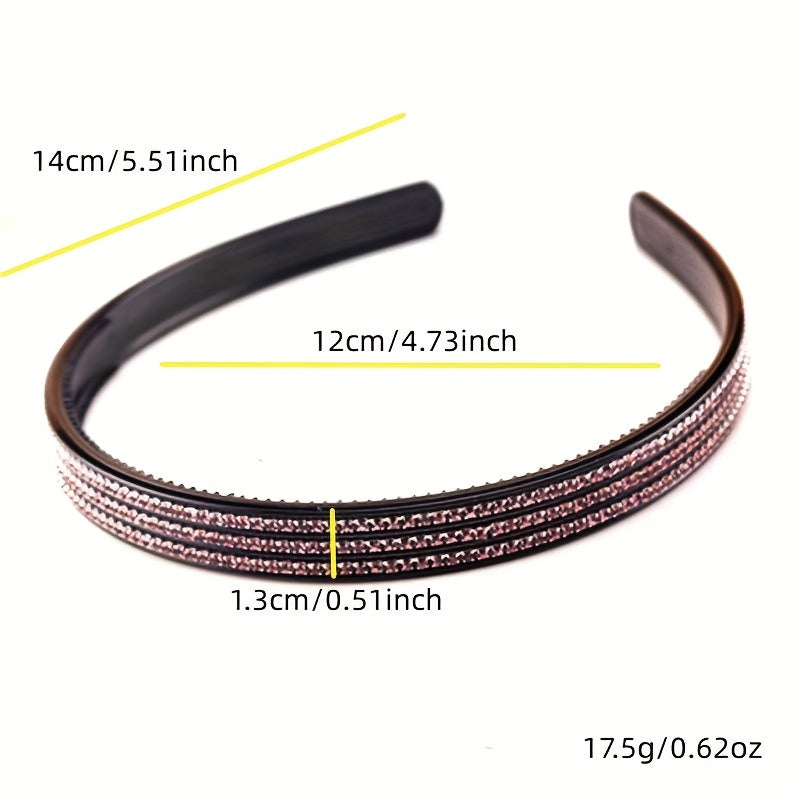 3pcs Rhinestone Headbands Toothed Non Slip Head Wear Hair Accessories