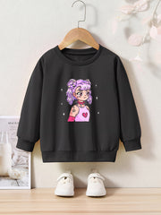 Toddler Cartoon Girl Print Long Sleeve Sweatshirt