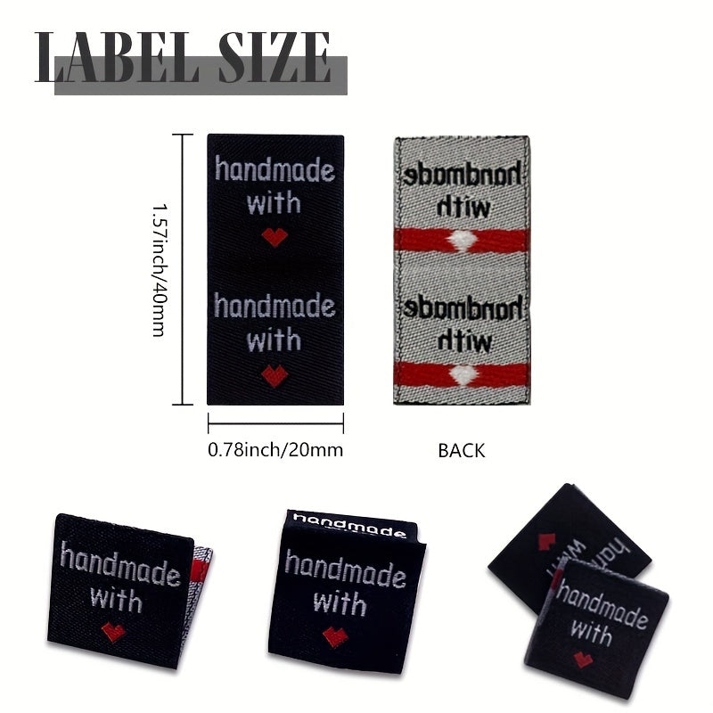 50pcs Personalized With Love Woven Sewing Labels - Double sided