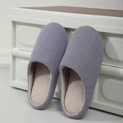 Cozy Striped House Slippers for Men Winter Shoes