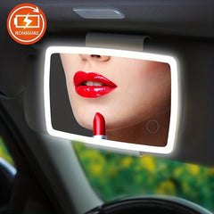 Car Visor Mirror Rechargeable With 3 Light Modes & LED Touchscreen