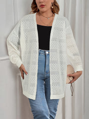 Casual Cardigan Women's Plus Solid Long Sleeve Open Front Semi Sheer