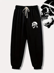 Skull Letter Print Drawstring Sweatpants Loose Fit Pants Men's Casual Joggers