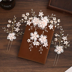 5pcs Bride Hair Comb Sweet Flower U-shaped Hairpin Wedding Dress Accessories