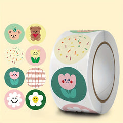 500 Sweet Heart Cartoon Stickers Roll DIY Fun Healing Small Fresh Stickers
