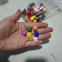 50-100pcs 10mm Wood Cubes Colorful Dice Chess Pieces Right Angle