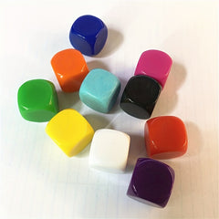 10 Acrylic 16mm Multicolored Blank Dice Teaching Props Game Boards Math Tools