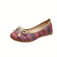Women's Tribal Style Striped Flat Shoes Boe Soft Sole Slip On