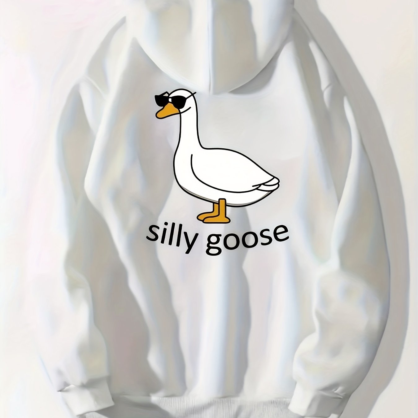 Silly Goose Print Zip Up Hoodie Long Sleeve Sweatshirt