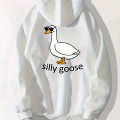 Silly Goose Print Zip Up Hoodie Long Sleeve Sweatshirt