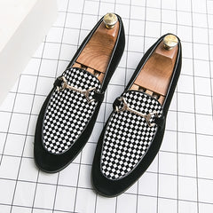 Men's Plaid Bit Loafer Shoes Casual Dress Shoes