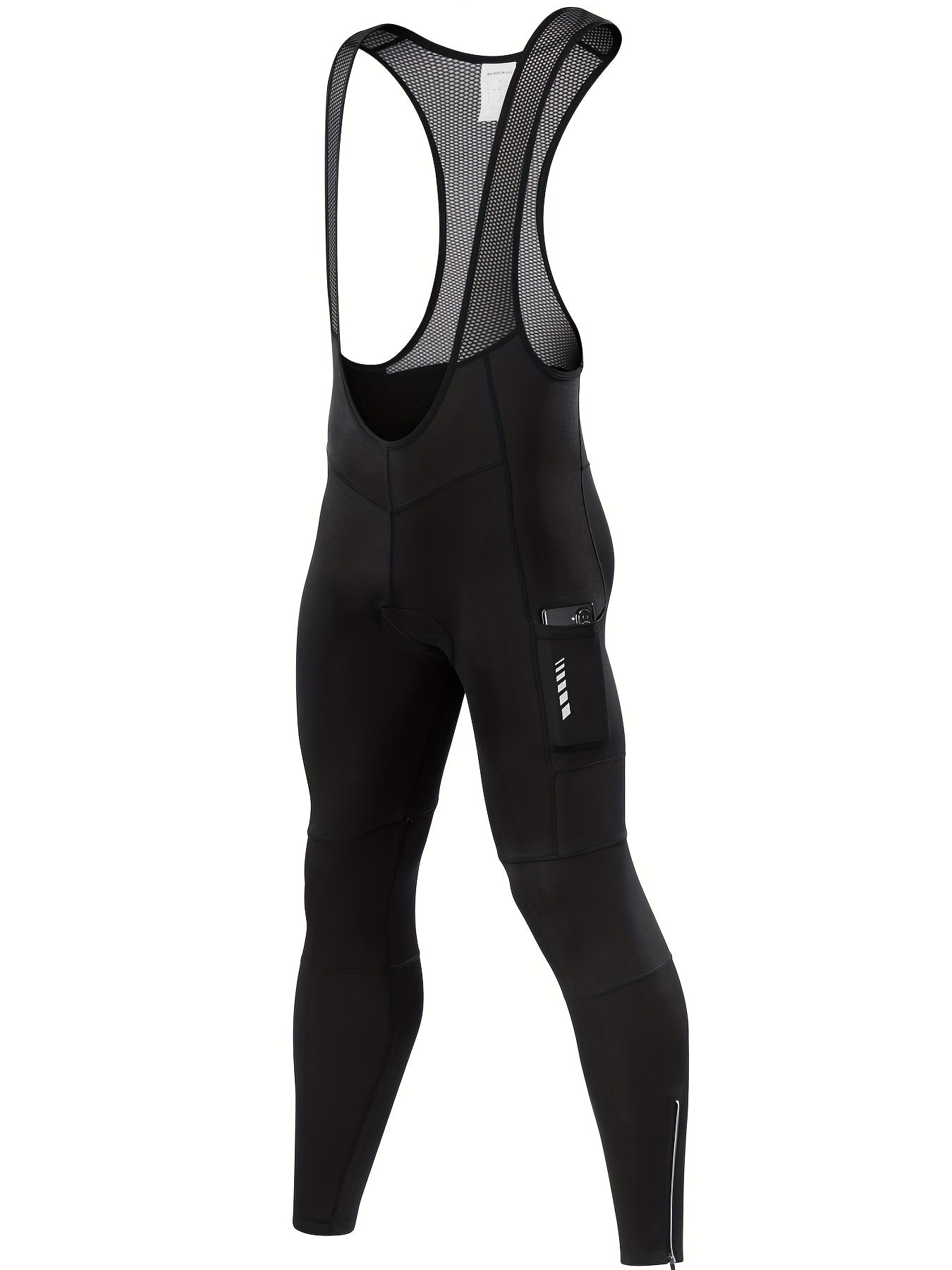 Men's Fleece Lined Cycling Bib Tights With Pockets
