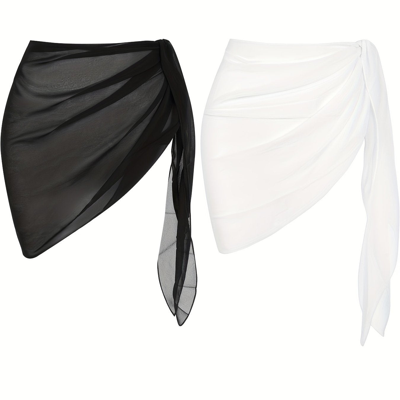 Solid Beach Wear Sarong Skirts 2 Pack Vacation Summer Mini Skirts