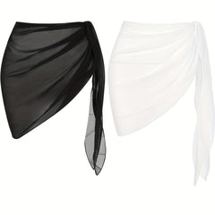 Solid Beach Wear Sarong Skirts 2 Pack Vacation Summer Mini Skirts