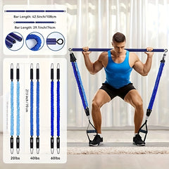 Portable Pilates Kit 3 Section Resistance Band 20-120 LBS