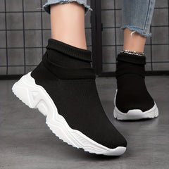 Women's Mid Top Slip On Knit Sneakers - Casual Breathable Shoes