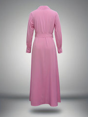 Maxi Dress Collar Long Sleeve Solid Casual Dress