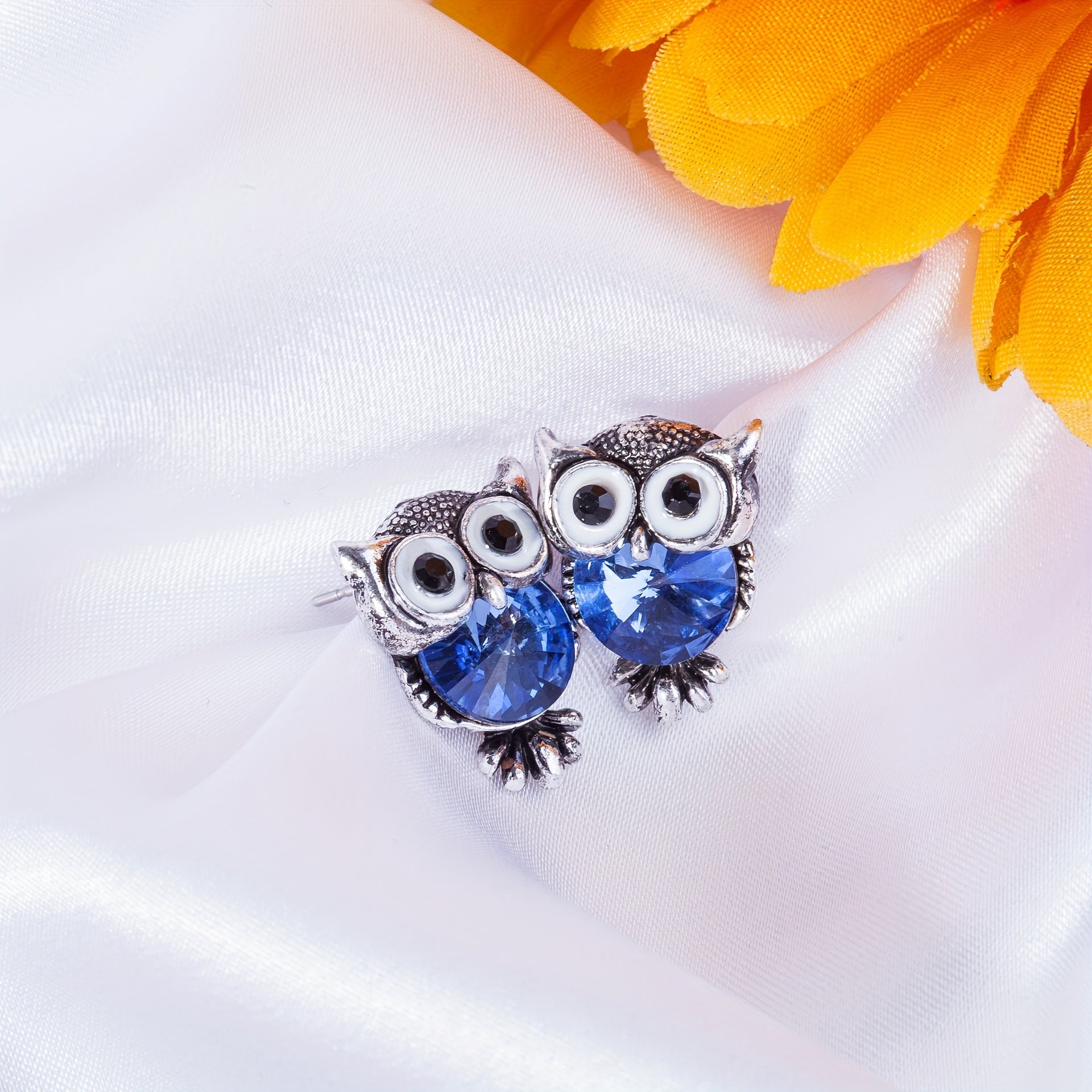 Rhinestone Owl Stud Earrings Decorative Accessories Holiday Gift