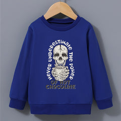 Skull Hot Chocolate Print Kid's Sweatshirt Halloween Style Long Sleeve Top