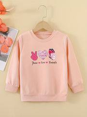 Peace Love Butterfly Girls Sweatshirt Casual Comfort Fit Toddler Tops Pullover