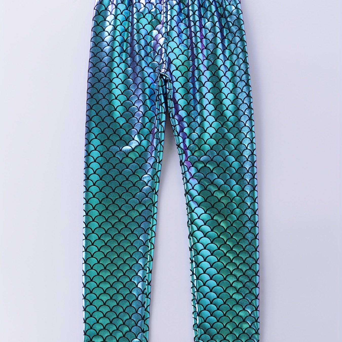 Girls Mermaid Party Footless Leggings Stretch Toddler Kids Halloween Party Pants